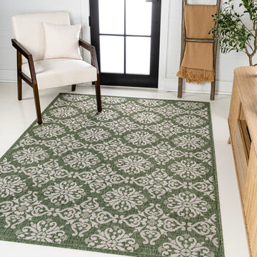 Amora Traditional Mediterranean Tile Design Indoor/Outdoor Area Rug